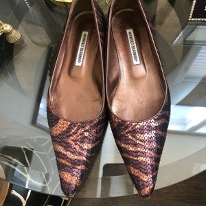 Manolo Blahnik Zebra Sequin Flats size 39 worn twice $695